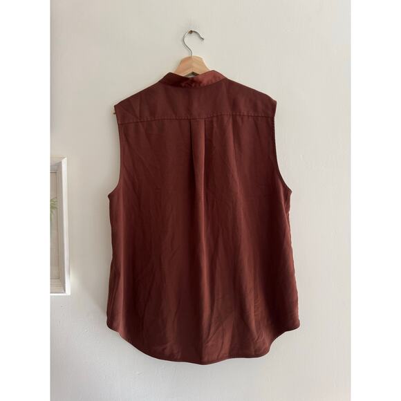 RAG & BONE Meredith Brown Wrap Effect Crepe Sleeveless Top Size XL - Picture 8 of 8